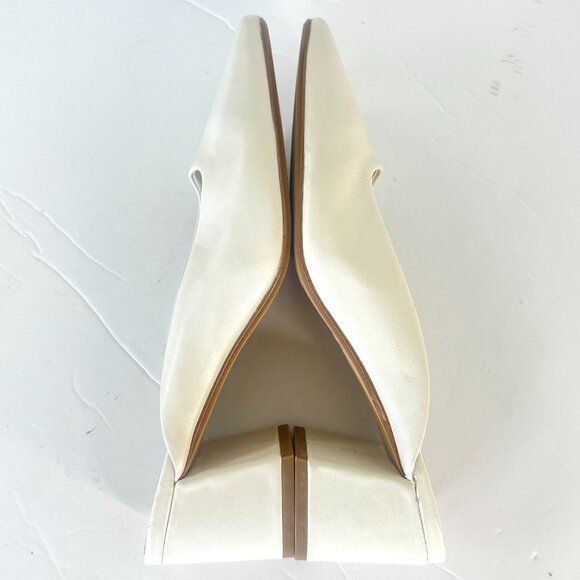 Sz 7.5 Aldo Brerwen White Leather Square Toe Block Heel Slip On Mule Shoes - Picture 8 of 15